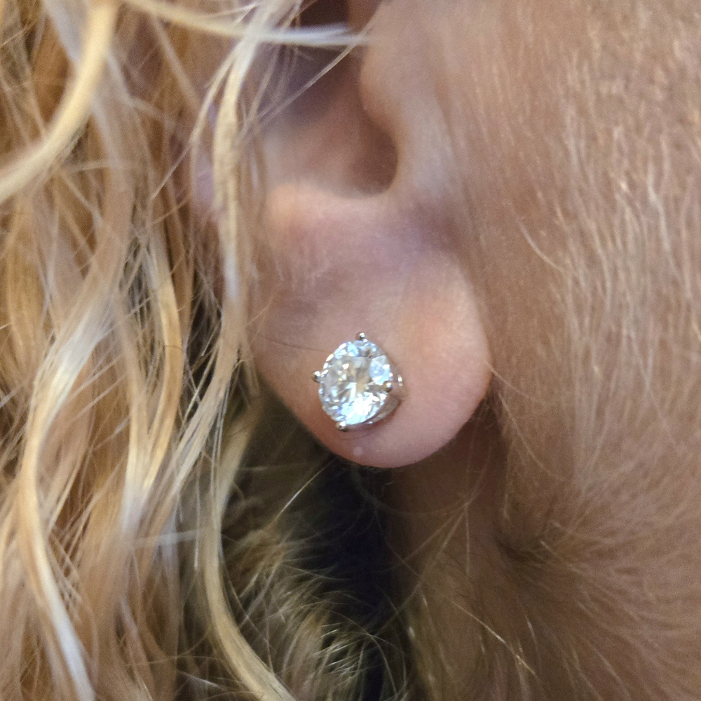 Moissanite 2 Carats Stud Earrings Set In Sterling Silver